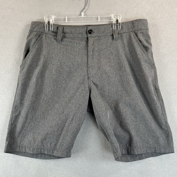 prAna Breathe Shorts Mens 33 Gray Performance Outdoor Hiking Athletic Zip Pocket - Picture 1 of 11